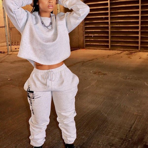 letters print gray hoodie two female ensemble neck loose and pants with cordon dress fall fashion new sweatsuit set tcqe 
letters print gray hoodie two female ensemble neck loose and pants with cordon dress fall fashion new sweatsuit set tcqe
