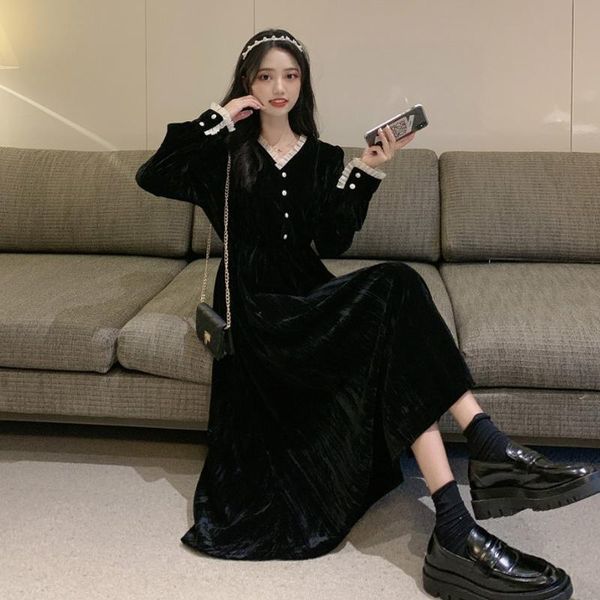 casual dresses velvet long dress women black french niche korean japan elegant autumn winter gothic maxi harajuku sweet vestidos, Black;gray
casual dresses velvet long dress women black french niche korean japan elegant autumn winter gothic maxi harajuku sweet vestidos, Black;gray
