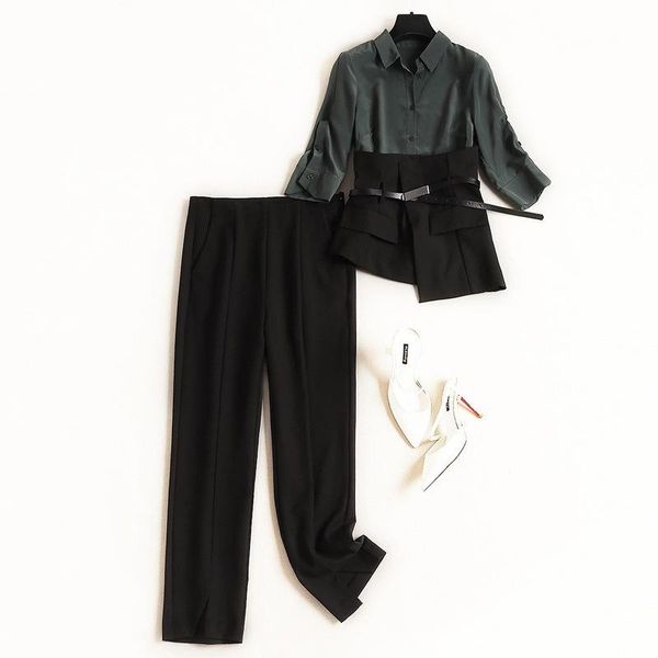 women's two piece pants european irregular stitching shirt pencil suit 2021 autumn casual clothing 2 set women, White
women's two piece pants european irregular stitching shirt pencil suit 2021 autumn casual clothing 2 set women, White