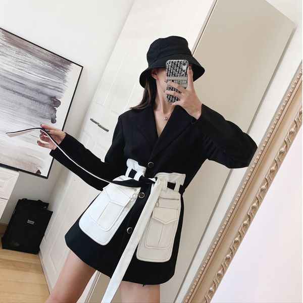 2019 autumn new notched neck full sleeve patchwork pocket black blazer korea style fashion trend womens coats 19n-a184, Black;brown
2019 autumn new notched neck full sleeve patchwork pocket black blazer korea style fashion trend womens coats 19n-a184, Black;brown