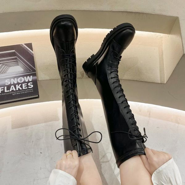 boots women's black thick-soled thin lace-up high long women autumn and winter heel shose womer 
boots women's black thick-soled thin lace-up high long women autumn and winter heel shose womer