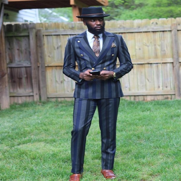 two pieces grey men suits custom made thick stripes spring suits double breasted tuxedos metal button coat+pant, Black;gray
two pieces grey men suits custom made thick stripes spring suits double breasted tuxedos metal button coat+pant, Black;gray