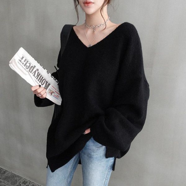 women's sweaters hed sweater women knitted v neck plus size loose pullover female harajuku casual winter clothes, White;black
women's sweaters hed sweater women knitted v neck plus size loose pullover female harajuku casual winter clothes, White;black