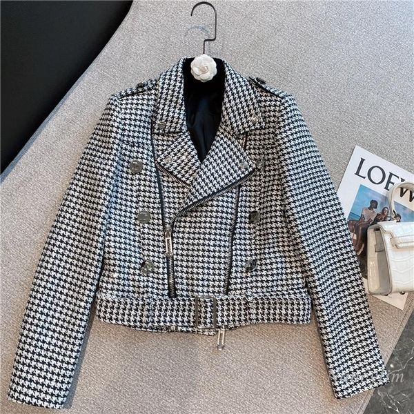 women's jackets houndstooth short coat for women 2021 autumn western style slimming zipper suit collar sequined woolen lady chic top, Black;brown
women's jackets houndstooth short coat for women 2021 autumn western style slimming zipper suit collar sequined woolen lady chic top, Black;brown