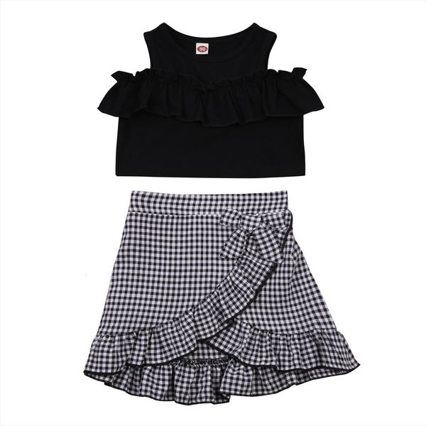 infant kids baby girls casual two piece clothes set, black solid color short sleeve plaid pattern skirt 2 7t, White
infant kids baby girls casual two piece clothes set, black solid color short sleeve plaid pattern skirt 2 7t, White