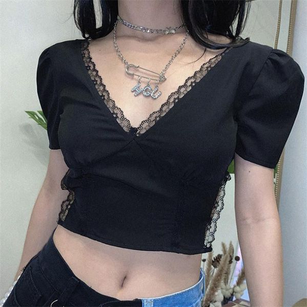 women's t-shirt summer tee women lady ruffle lace-up open back t-shirts short sleeve deep v neck slim pullover streetwear stylish crop, White
women's t-shirt summer tee women lady ruffle lace-up open back t-shirts short sleeve deep v neck slim pullover streetwear stylish crop, White