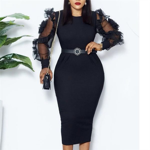 black dress o neck transparent mesh long sleeves ruffle classy women elastic elegant office ladies modest female african fashion 210224, Black;gray
black dress o neck transparent mesh long sleeves ruffle classy women elastic elegant office ladies modest female african fashion 210224, Black;gray