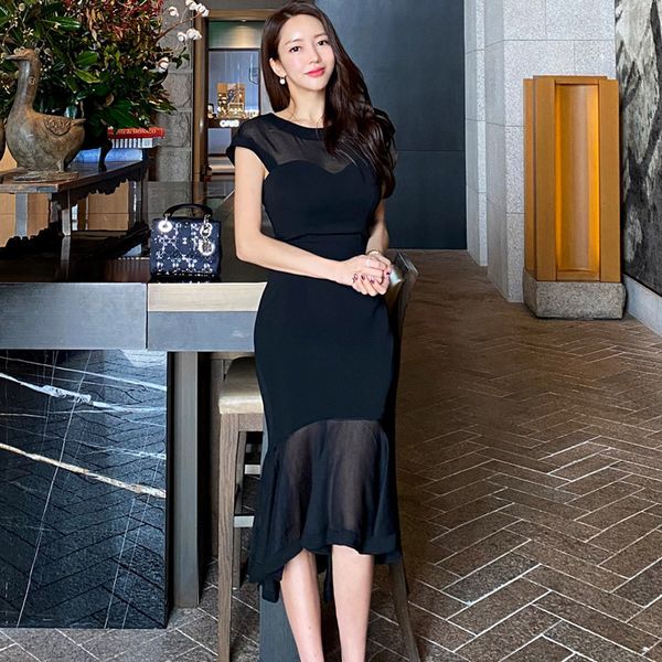 women black round neck short sleeve mermaid dress ruffles skirt long cocktail dress 2021 evening, Black;red
women black round neck short sleeve mermaid dress ruffles skirt long cocktail dress 2021 evening, Black;red