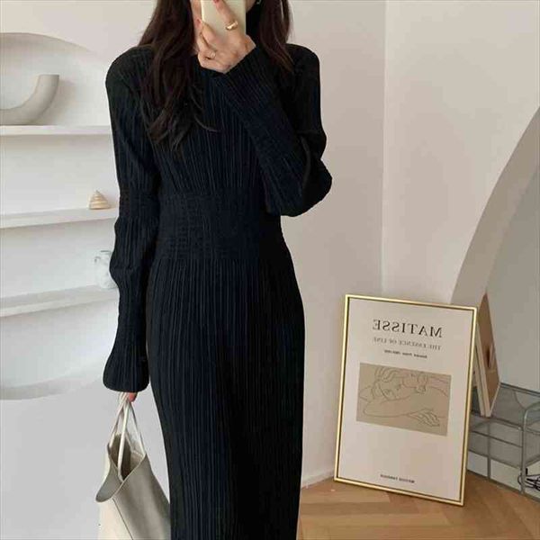 o neck french elegant retro womens dresses black pleated sheath flare sleeves soft chic fashion solid long autumn, Black;gray
o neck french elegant retro womens dresses black pleated sheath flare sleeves soft chic fashion solid long autumn, Black;gray