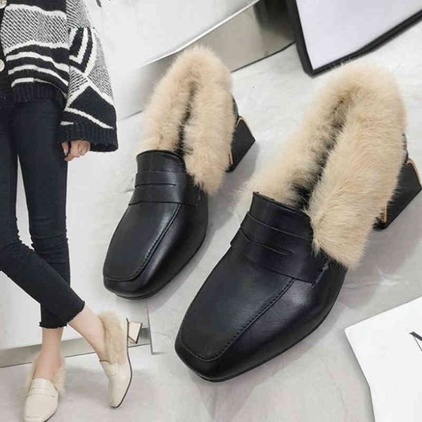 dress shoes winter new square head fashion single shoes wild women's wool shallow mouth comfortable plus velvet casual zfc9, Black
dress shoes winter new square head fashion single shoes wild women's wool shallow mouth comfortable plus velvet casual zfc9, Black
