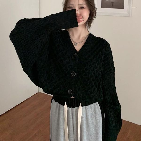 women's knits & tees fashion solid color knitted cardigan autumn and winter v-neck loose long-sleeved thick warm short sweater, White
women's knits & tees fashion solid color knitted cardigan autumn and winter v-neck loose long-sleeved thick warm short sweater, White