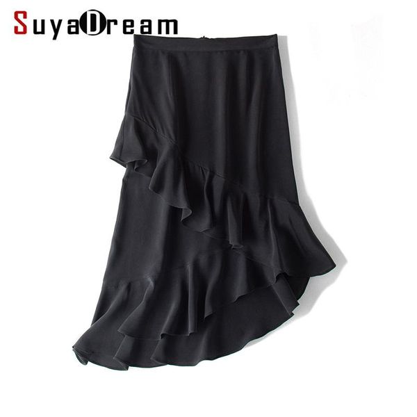 skirts women silk skirt 100%real crepe black high waist knee length ruffles 2021 spring summer office lady
skirts women silk skirt 100%real crepe black high waist knee length ruffles 2021 spring summer office lady