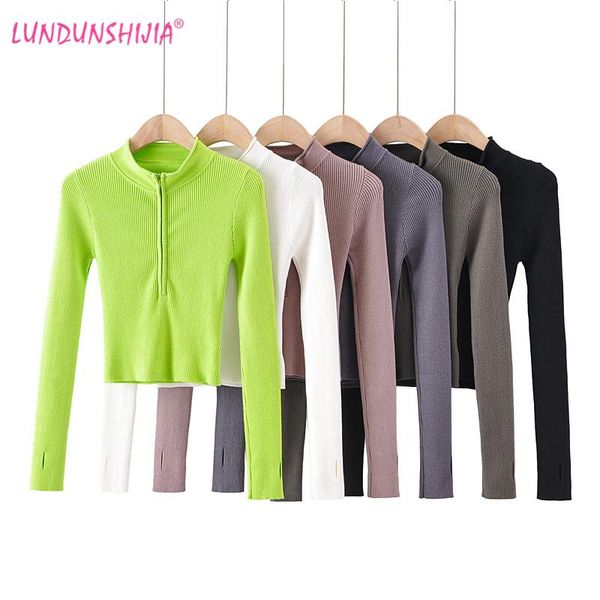 women's sweaters lundunshijia 2021 autumn women fashion long-sleeve turtleneck zipper pullovers ladies elastic knitted crop, White;black
women's sweaters lundunshijia 2021 autumn women fashion long-sleeve turtleneck zipper pullovers ladies elastic knitted crop, White;black