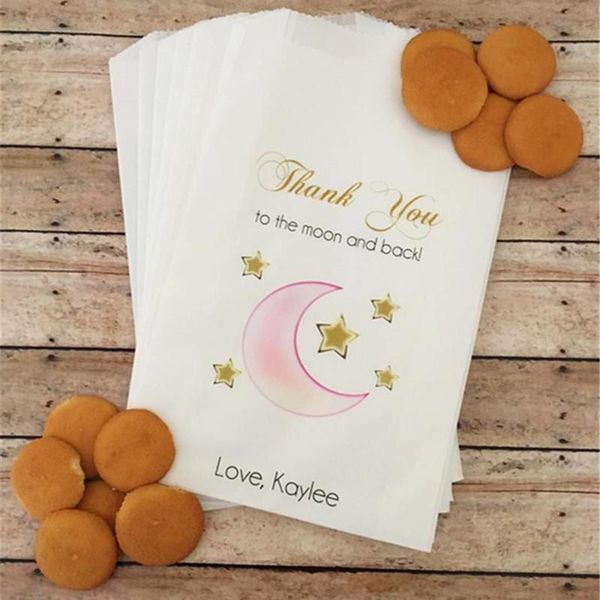 gift wrap custom baby shower treat bags,twinkle twinkle little star,popcorn,love you to the moon and back candy buffet bags,christening
