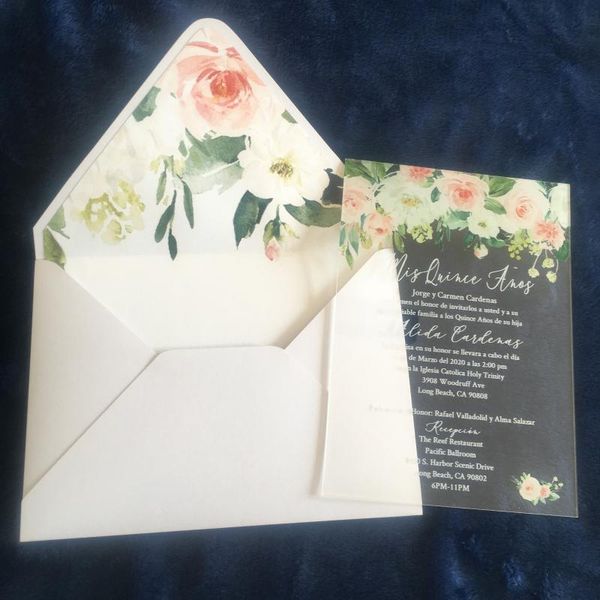 greeting cards royal wedding invitation card 50pcs elegant fancy romantic flower white word printing acrylic with envelop
greeting cards royal wedding invitation card 50pcs elegant fancy romantic flower white word printing acrylic with envelop
