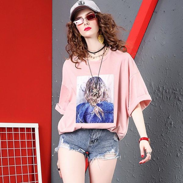 women's t-shirt arrival summer short sleeve sequins t shirts beaded tide brand korean loose all-match cotton top, White
women's t-shirt arrival summer short sleeve sequins t shirts beaded tide brand korean loose all-match cotton top, White