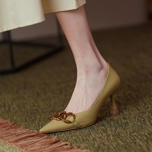 luxury dress shoes sheep high heels 2021 autumn ins metal chain shallow mouth thin heel korean leather pointed sho, Black
luxury dress shoes sheep high heels 2021 autumn ins metal chain shallow mouth thin heel korean leather pointed sho, Black