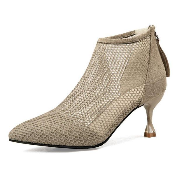 women's mesh short boots net boots hollow zipper heightened short tube thick medium heel women casual high heels, Black
women's mesh short boots net boots hollow zipper heightened short tube thick medium heel women casual high heels, Black
