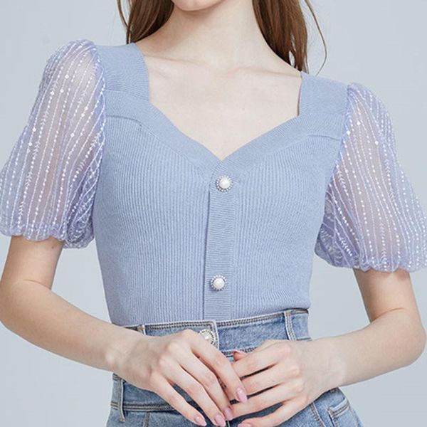 women's knits & tees sweet girl square neck bling mesh puff sleeve princess slim fit cardigan women sweater knitted pull femme jersey, White
women's knits & tees sweet girl square neck bling mesh puff sleeve princess slim fit cardigan women sweater knitted pull femme jersey, White