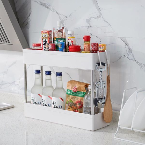 hooks & rails double-layer storage shelf with hollow drain, no perforation organizer for kitchen / bathroom 2021 fashion
hooks & rails double-layer storage shelf with hollow drain, no perforation organizer for kitchen / bathroom 2021 fashion