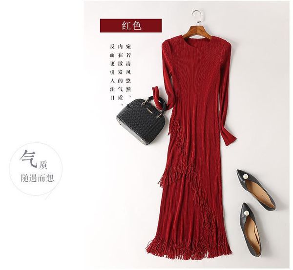casual dresses selling miyake elegant fashion fold open fork tassel long-sleeve solid o-neck dress in stock, Black;gray
casual dresses selling miyake elegant fashion fold open fork tassel long-sleeve solid o-neck dress in stock, Black;gray