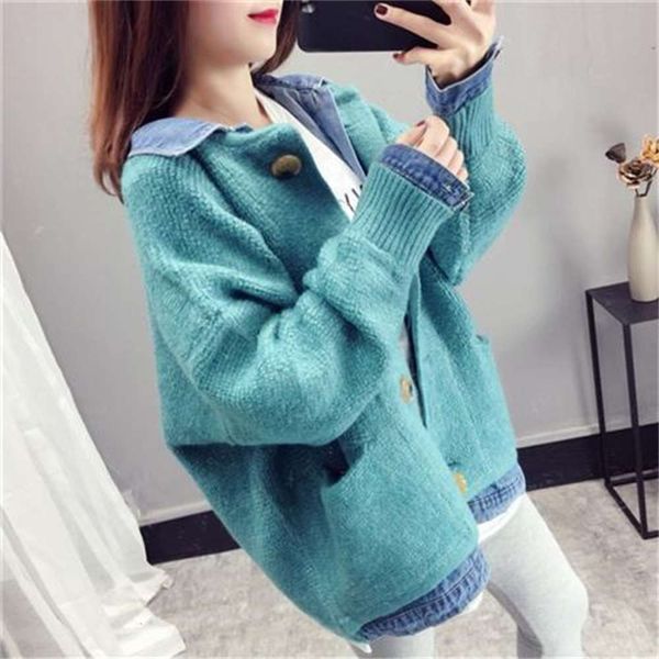 fairyland's new 2019 spring clothes denim stitching knitting fake two cardigans women's loose and lazy sweaters women's coats, White;black
fairyland's new 2019 spring clothes denim stitching knitting fake two cardigans women's loose and lazy sweaters women's coats, White;black