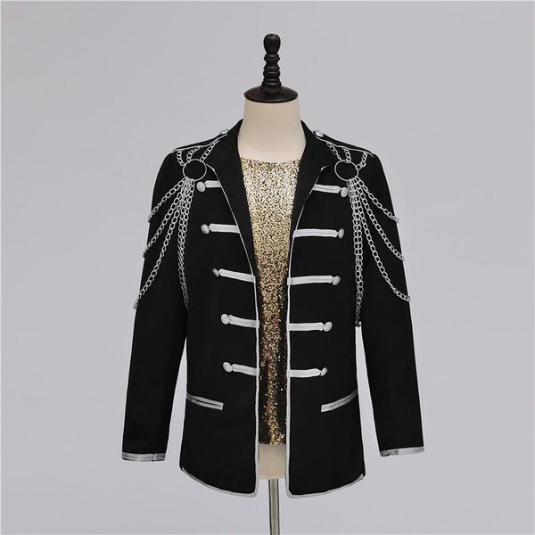 mens black with silver chain decoration vintage medieval suit jacket /event/studio/stage performance/jacket, White;black
mens black with silver chain decoration vintage medieval suit jacket /event/studio/stage performance/jacket, White;black
