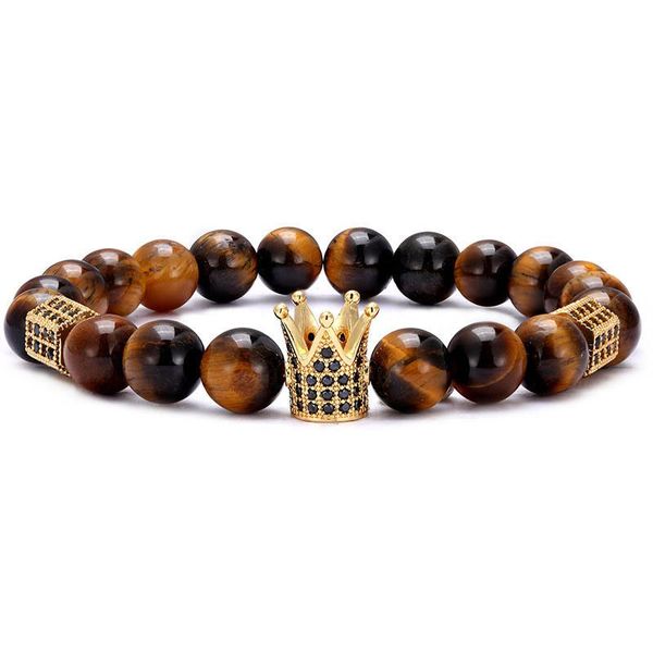 charm bracelets voq 2021 fashion vintage men's jewelry black zircon crown bracelet 8mm beads tiger eye natural stone wholesale, Golden;silver
charm bracelets voq 2021 fashion vintage men's jewelry black zircon crown bracelet 8mm beads tiger eye natural stone wholesale, Golden;silver