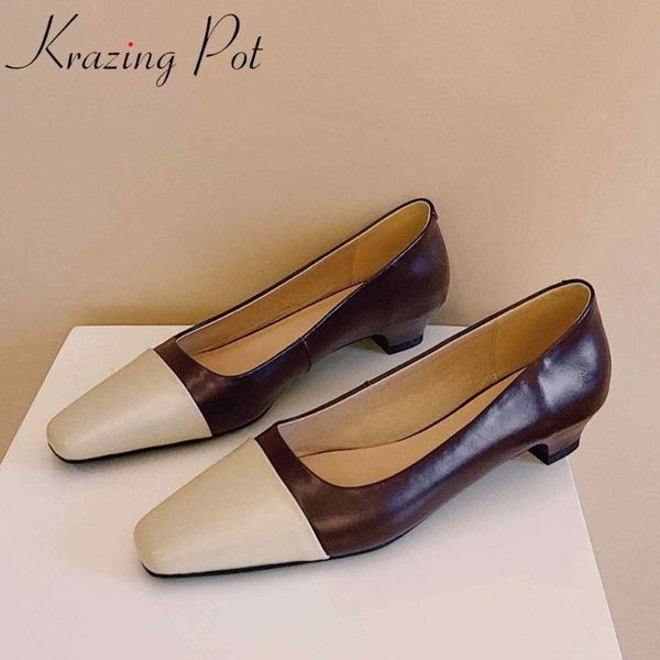 dress shoes krazing pot mixed color simple design genuine leather square toe low heels women office lady daily wear summer pumps l70, Black
dress shoes krazing pot mixed color simple design genuine leather square toe low heels women office lady daily wear summer pumps l70, Black