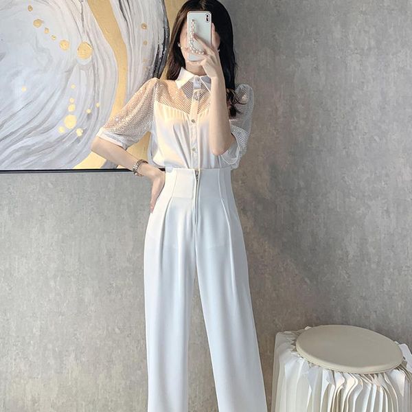 women's two piece pants two-piece suits summer short-sleeved shirt white black + high-waist drape wide-leg sets
women's two piece pants two-piece suits summer short-sleeved shirt white black + high-waist drape wide-leg sets