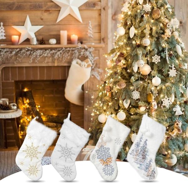 christmas decorations snowflakes embroidered white plush stockings candy socks gifts bag with hanging loops xmas tree fireplace
christmas decorations snowflakes embroidered white plush stockings candy socks gifts bag with hanging loops xmas tree fireplace