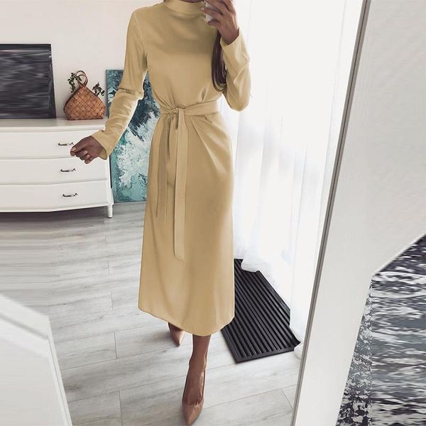 casual dresses women dress autumn belt high collar solid color long sleeve ladies office ankle-length fashion slim straight female clothes, Black;gray
casual dresses women dress autumn belt high collar solid color long sleeve ladies office ankle-length fashion slim straight female clothes, Black;gray