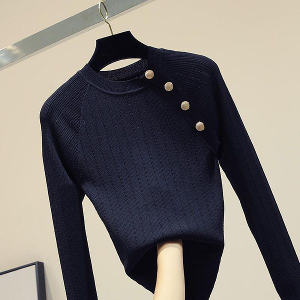 women's sweaters sleeve autumn button long women solid casual korean pull femme jumper female knitted pullover top, White;black
women's sweaters sleeve autumn button long women solid casual korean pull femme jumper female knitted pullover top, White;black