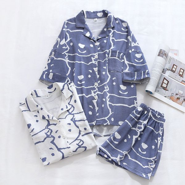 2021 summer new 100% pure cotton ladies short-sleeved shorts pajamas cartoon bear comic style home service two-piece set uxkz, Black;brown
2021 summer new 100% pure cotton ladies short-sleeved shorts pajamas cartoon bear comic style home service two-piece set uxkz, Black;brown