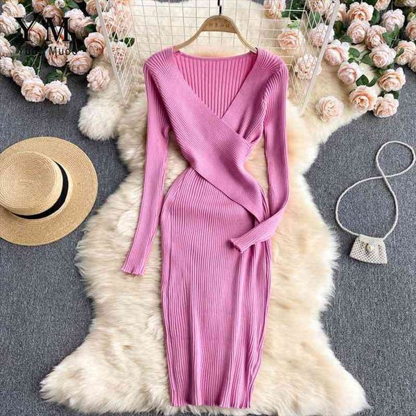 office elegant v neck women dresses cross slim waist autumn long sleeve knitted sweater vestidos, Black;gray
office elegant v neck women dresses cross slim waist autumn long sleeve knitted sweater vestidos, Black;gray