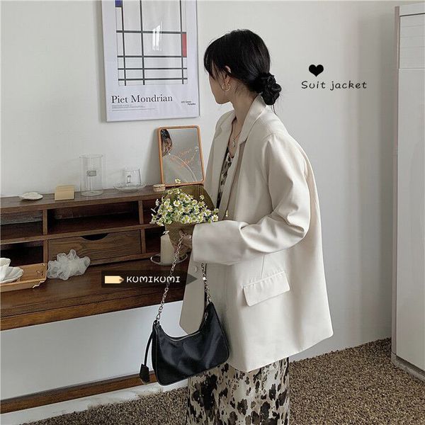 2021 spring female office lady notched collar long-sleeved blazer coat double breasted loose minimalist suit 8y788, Black;brown
2021 spring female office lady notched collar long-sleeved blazer coat double breasted loose minimalist suit 8y788, Black;brown