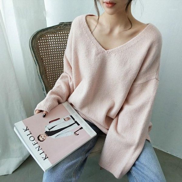 women's sweaters korean v neck sweater women 2021 autumn winter casual solid soft knitted pullovers lady cashmere chompas para mujer, White;black
women's sweaters korean v neck sweater women 2021 autumn winter casual solid soft knitted pullovers lady cashmere chompas para mujer, White;black