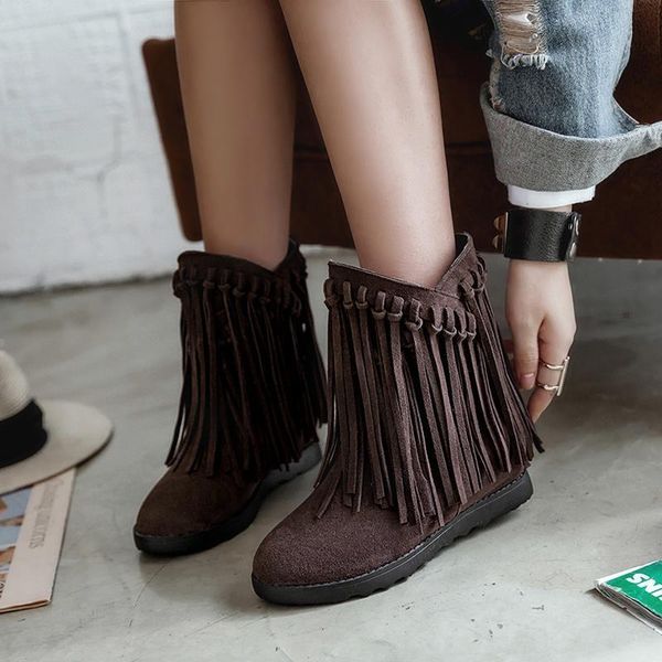 boots mkkhou fashion short women's suede round head tassels inner increased casual flat ankle large size 33-43, Black
boots mkkhou fashion short women's suede round head tassels inner increased casual flat ankle large size 33-43, Black