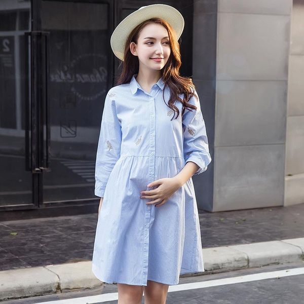 maternity dresses 2021 style dress three quarter sleeve pregnant woman stripe shirt high waist cotton slim plus size, White
maternity dresses 2021 style dress three quarter sleeve pregnant woman stripe shirt high waist cotton slim plus size, White