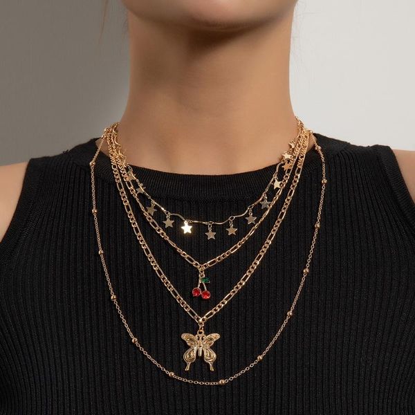 pendant necklaces trending elegant star cherry butterfly necklace for women delicate multilayer geometric chains jewelry gift, Silver
pendant necklaces trending elegant star cherry butterfly necklace for women delicate multilayer geometric chains jewelry gift, Silver