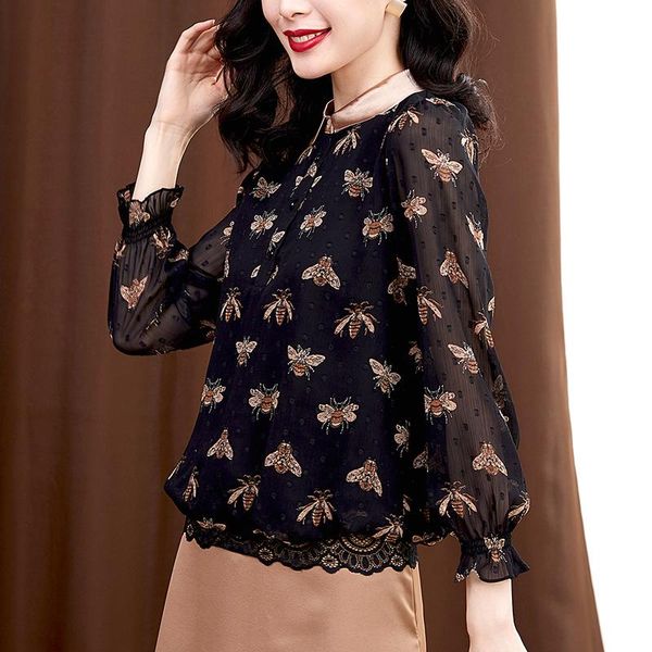 women's blouses & shirts little bee print shirt long-sleeve autumn 2021 all-match jacquard western style lace blouse, White
women's blouses & shirts little bee print shirt long-sleeve autumn 2021 all-match jacquard western style lace blouse, White