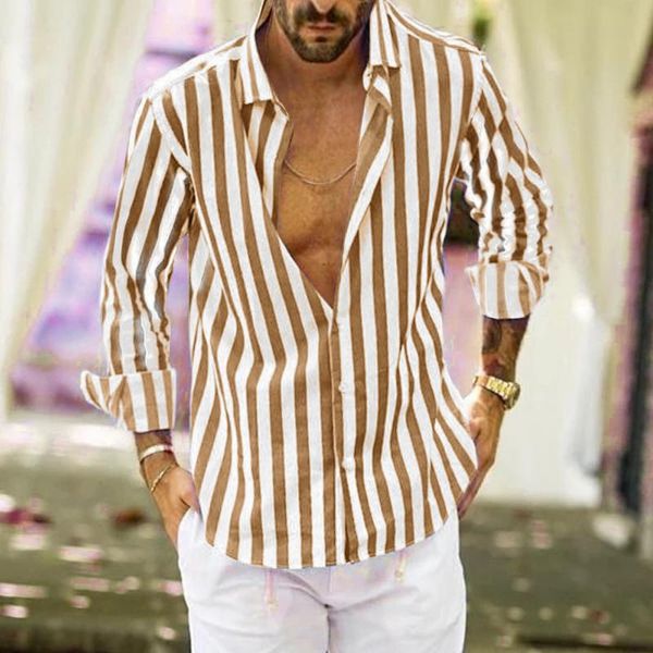 men's casual shirts striped print for men long sleeve button lapel cardigan camisas de hombre blouse harajuku shirt blusas, White;black
men's casual shirts striped print for men long sleeve button lapel cardigan camisas de hombre blouse harajuku shirt blusas, White;black