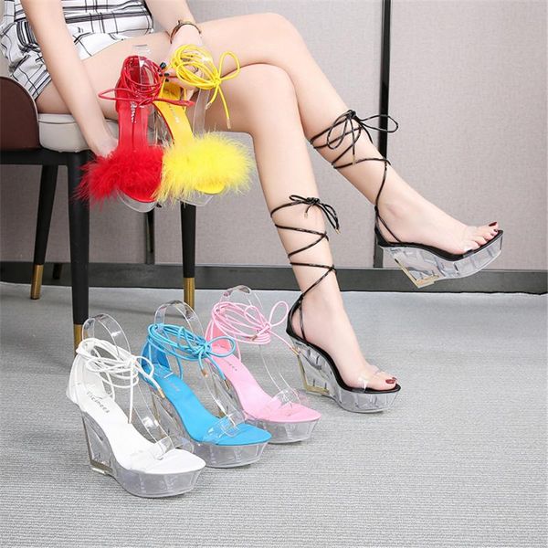 2021 fashion 14 cm wedges platform fur sandals women ankle strap transparent pvc peep toe high heels shoes female feather pumps, Black
2021 fashion 14 cm wedges platform fur sandals women ankle strap transparent pvc peep toe high heels shoes female feather pumps, Black