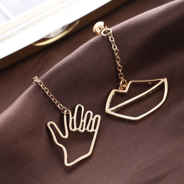 e1866 simple personality asymmetric earrings fun exaggeration palm lips abstract earrings creative long earrings, Golden
e1866 simple personality asymmetric earrings fun exaggeration palm lips abstract earrings creative long earrings, Golden
