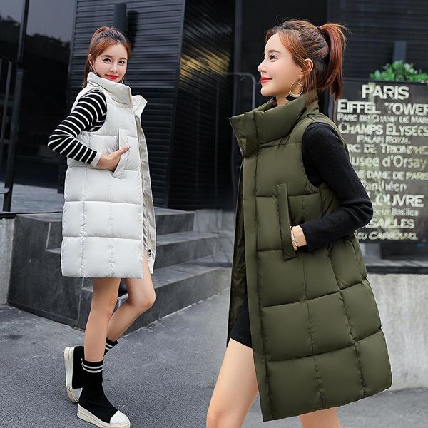 women's vests casual zipper woman padded vest solid mandarin collar winter waist coat pockets women sleeveless long office jacket, Black;white
women's vests casual zipper woman padded vest solid mandarin collar winter waist coat pockets women sleeveless long office jacket, Black;white