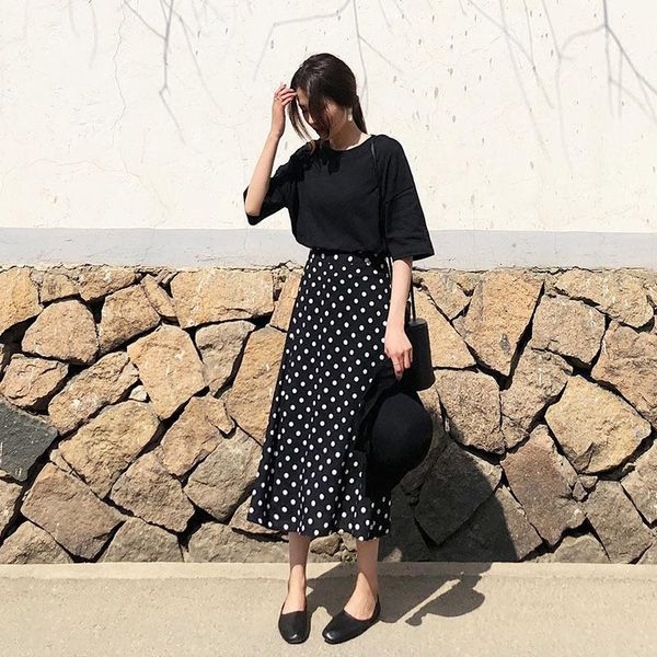 skirts 2021 summer long skirt women korean style vintage polka dot slim high waist black chiffon saia longa pv247
skirts 2021 summer long skirt women korean style vintage polka dot slim high waist black chiffon saia longa pv247
