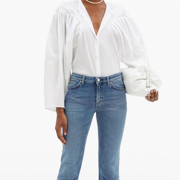 women's blouses & shirts pleated blouse solid color long sleeve single breasted office lady shirt and top, White
women's blouses & shirts pleated blouse solid color long sleeve single breasted office lady shirt and top, White