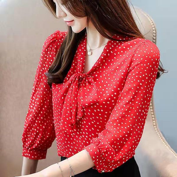 2021 fashion women blouses new spring polka dot pattern bow collar chiffon blouses three quarter sleeve oversize ol female, White
2021 fashion women blouses new spring polka dot pattern bow collar chiffon blouses three quarter sleeve oversize ol female, White