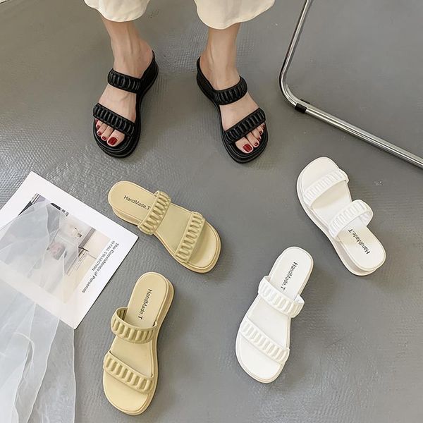 slippers on a wedge shoes woman 2021 heels pantofle luxury slides high flat designer pu rome fashion ladies', Black
slippers on a wedge shoes woman 2021 heels pantofle luxury slides high flat designer pu rome fashion ladies', Black