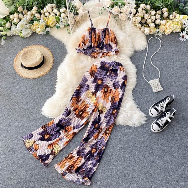 women's pants & capris summer sets vacation style printed short camisole pleated high-waist wide-leg two-piece casual, Black;white
women's pants & capris summer sets vacation style printed short camisole pleated high-waist wide-leg two-piece casual, Black;white